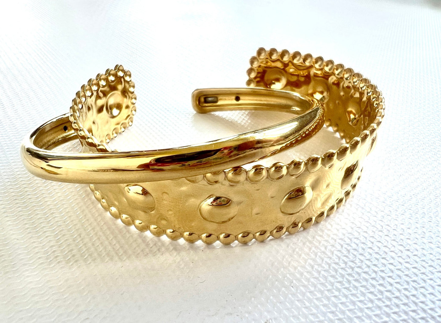 Luxe Gold Textured & Hammered Cuff - A Bushel & A Peck