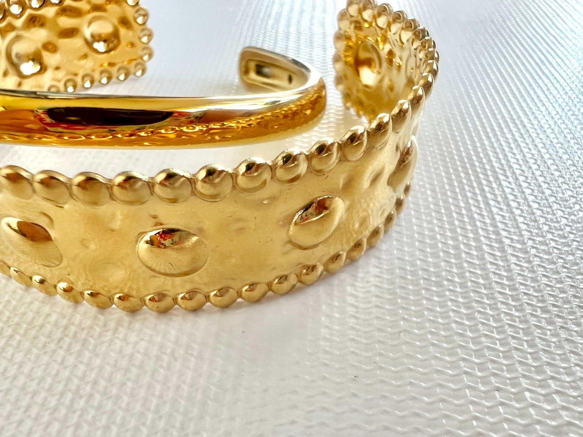 Luxe Gold Textured & Hammered Cuff - A Bushel & A Peck