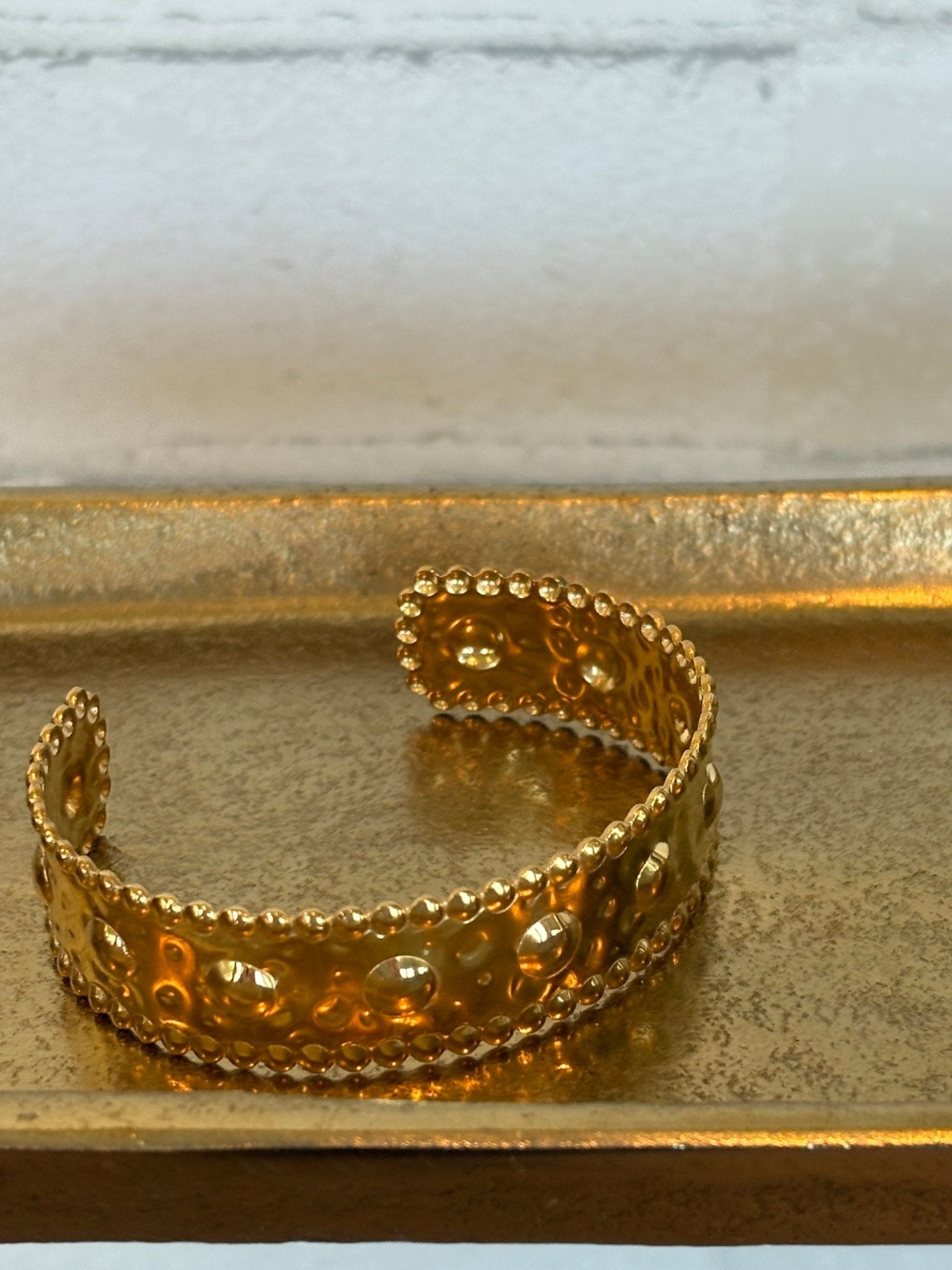 Luxe Gold Textured & Hammered Cuff - A Bushel & A Peck
