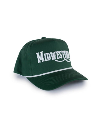 Midwestern Embroidered Trucker Hat - Dark Green & White - A Bushel & A Peck