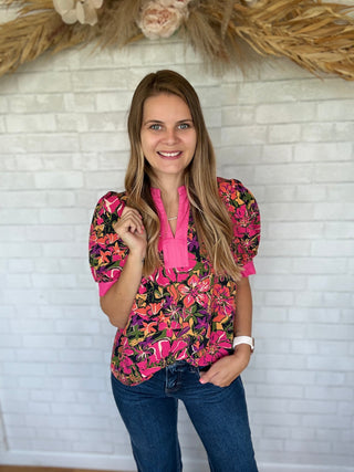 Mindy Floral Top - A Bushel & A Peck