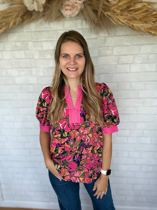Mindy Floral Top - A Bushel & A Peck