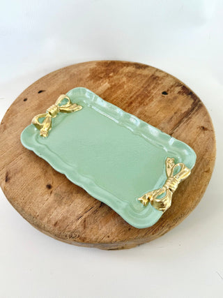 Mint Tray W/ Bows - A Bushel & A Peck