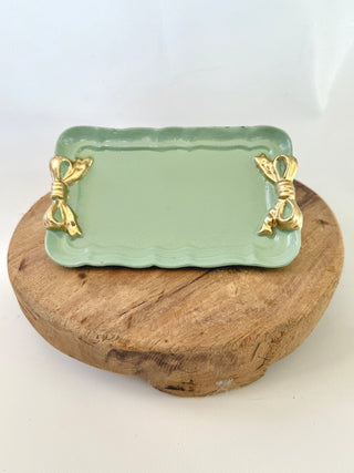 Mint Tray W/ Bows - A Bushel & A Peck