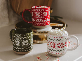 *NEW* Green Fair Isle Sweater Stoneware Coffee Mug - Gifts - A Bushel & A Peck