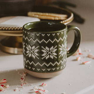 *NEW* Green Fair Isle Sweater Stoneware Coffee Mug - Gifts - A Bushel & A Peck