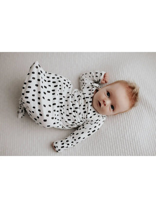 Newborn Baby Knotted Gown - Black/White Dot/ 0 to 3 mos. - A Bushel & A Peck