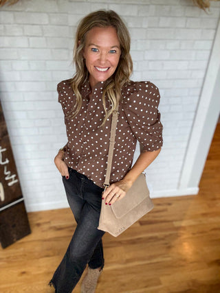 Nora Mocha Blouse - A Bushel & A Peck
