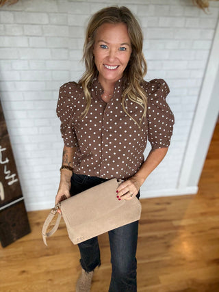 Nora Mocha Blouse - A Bushel & A Peck