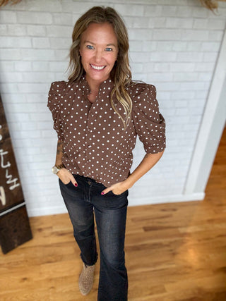Nora Mocha Blouse - A Bushel & A Peck