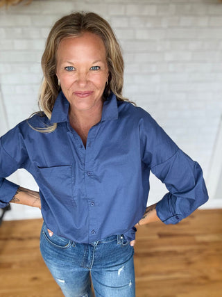 Oversized Basic Cotton Shirt - Denim - A Bushel & A Peck