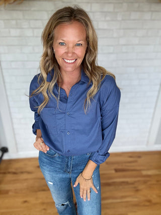 Oversized Basic Cotton Shirt - Denim - A Bushel & A Peck