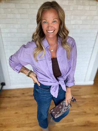 Oversized Basic Cotton Shirt - Lilac - A Bushel & A Peck
