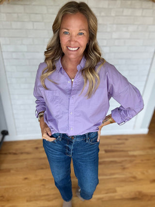 Oversized Basic Cotton Shirt - Lilac - A Bushel & A Peck