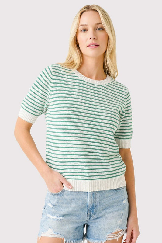 Pointelle Striped Sweater - Jade - A Bushel & A Peck