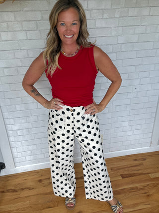 Polka Dot Wide Pants - A Bushel & A Peck