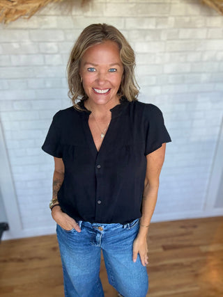 Posie Frilled Top - Black - A Bushel & A Peck