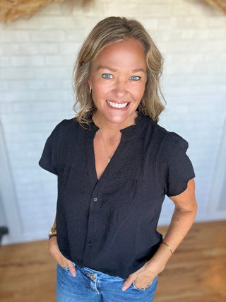 Posie Frilled Top - Black - A Bushel & A Peck