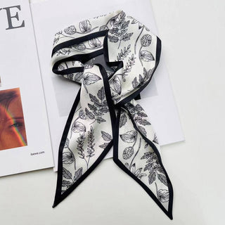 Print Narrow Long Satin Silk-Feel Scarf MK2BLW6W6NSI135: 01 - A Bushel & A Peck