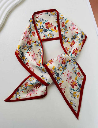 Print Narrow Long Satin Silk-Feel Scarf MK2BLW6W6NSI135: 04 - A Bushel & A Peck