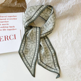 Print Narrow Long Satin Silk-Feel Scarf MK2BLW6W6NSI135: 05 - A Bushel & A Peck