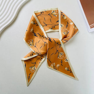 Print Narrow Long Satin Silk-Feel Scarf MK2BLW6W6NSI135: 11 - A Bushel & A Peck