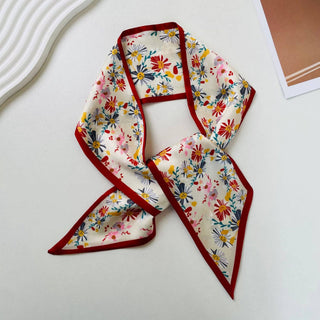 Print Narrow Long Satin Silk-Feel Scarf MK2BLW6W6NSI135: 11 - A Bushel & A Peck