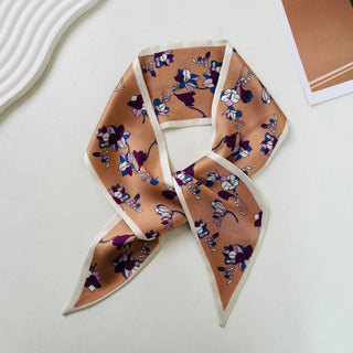 Print Narrow Long Satin Silk-Feel Scarf MK2BLW6W6NSI135: 11 - A Bushel & A Peck