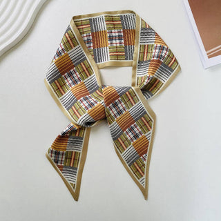 Print Narrow Long Satin Silk-Feel Scarf MK2BLW6W6NSI135: 11 - A Bushel & A Peck