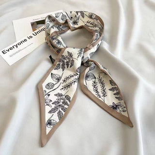 Print Narrow Long Satin Silk-Feel Scarf MK2BLW6W6NSI135: 13 - A Bushel & A Peck