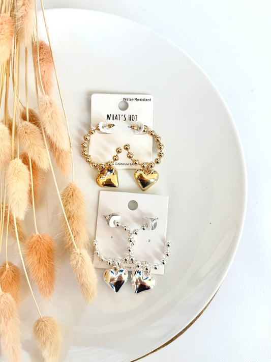 Puffy Heart Earrings - A Bushel & A Peck
