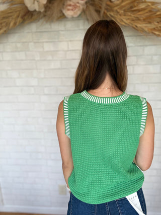 Raina Rib Waffle Top - Green - A Bushel & A Peck
