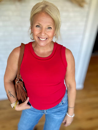 Ribbed Boho Summer Tank - Red - A Bushel & A Peck