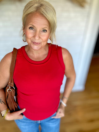 Ribbed Boho Summer Tank - Red - A Bushel & A Peck