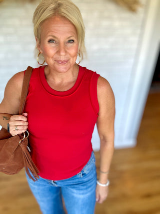 Ribbed Boho Summer Tank - Red - A Bushel & A Peck