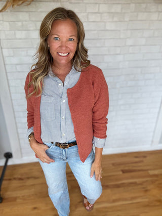 Riley Ribbed Cardigan - Poppy - A Bushel & A Peck