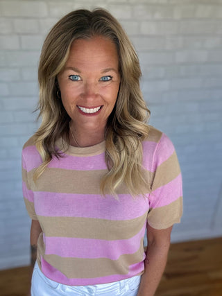 Ruby Striped Sweater - Pink Taupe - A Bushel & A Peck