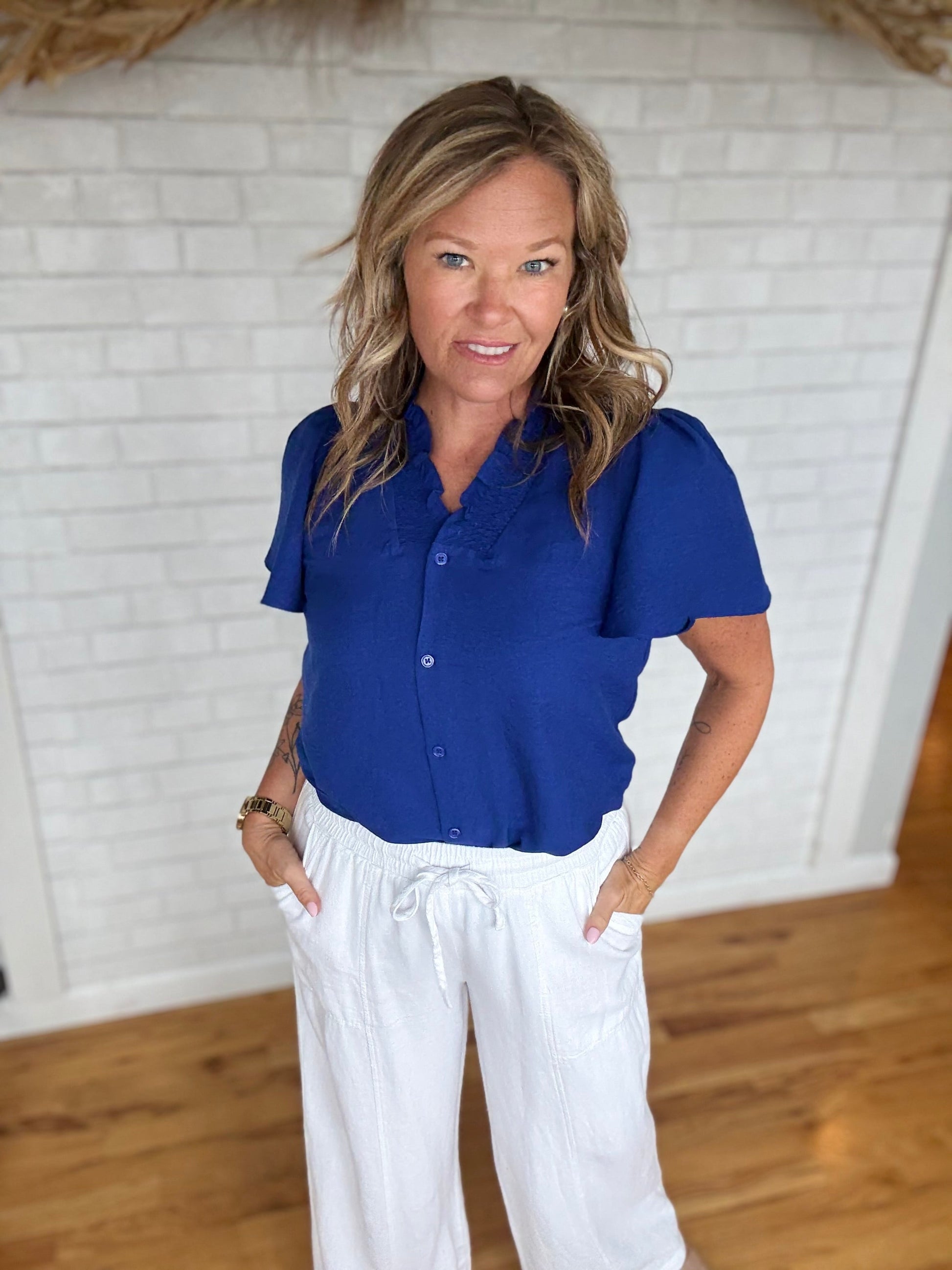 Sarah Smocked Top - Royal - A Bushel & A Peck