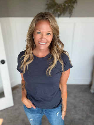 Shayla Tee -Charcoal - A Bushel & A Peck