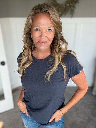 Shayla Tee -Charcoal - A Bushel & A Peck