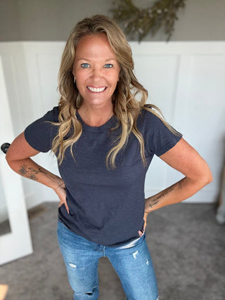 Shayla Tee -Charcoal - A Bushel & A Peck