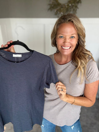 Shayla Tee -Charcoal - A Bushel & A Peck