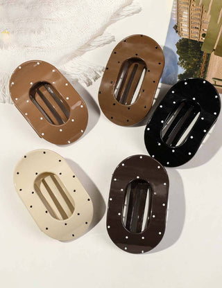 Simple Polka Dots Hair Claw Clip MK2PPM6W6HCP540: Black / #1 - A Bushel & A Peck