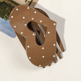 Simple Polka Dots Hair Claw Clip MK2PPM6W6HCP540: Coffee / #1 - A Bushel & A Peck