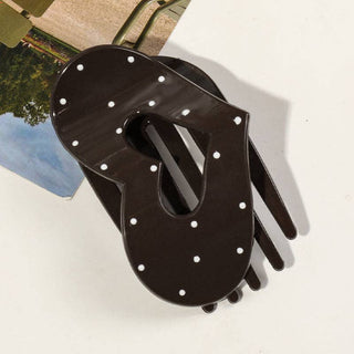Simple Polka Dots Hair Claw Clip MK2PPM6W6HCP540: Dark Brown / #1 - A Bushel & A Peck