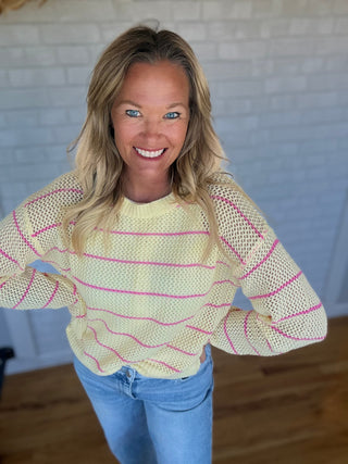 Stella Striped Open-knit Sweater - A Bushel & A Peck