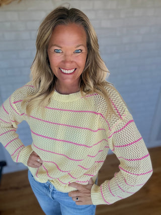 Stella Striped Open-knit Sweater - A Bushel & A Peck