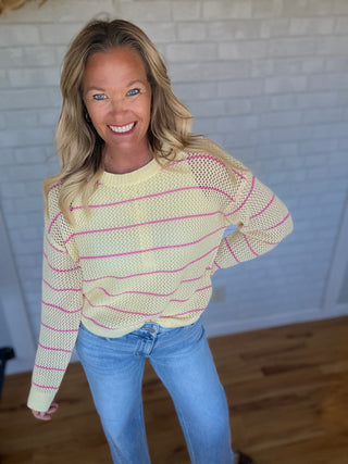 Stella Striped Open-knit Sweater - A Bushel & A Peck