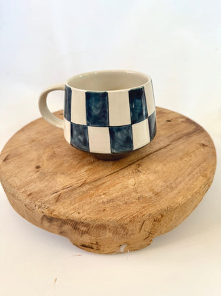 Stoneware Checked Mugs - A Bushel & A Peck