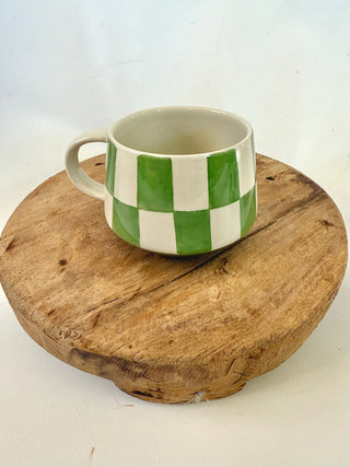 Stoneware Checked Mugs - A Bushel & A Peck